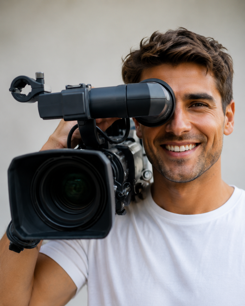 Videographer with camera
